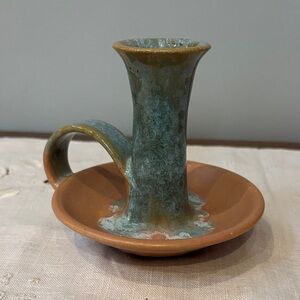 Handmade Artisan Blue/green Ceramic Candle Holder